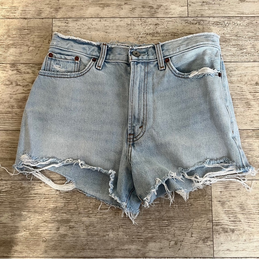 Abercrombie & Fitch Annie High Rise Jean Shorts 27/4 - Light Blue